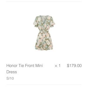 Kivari Honor Tie Front Mini Dress New without tags US size 6.